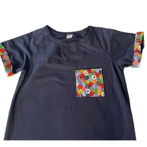 Upcycled Back to School Shirt Dress Teachercore Patchwork Pocket Raglan Sleeve S